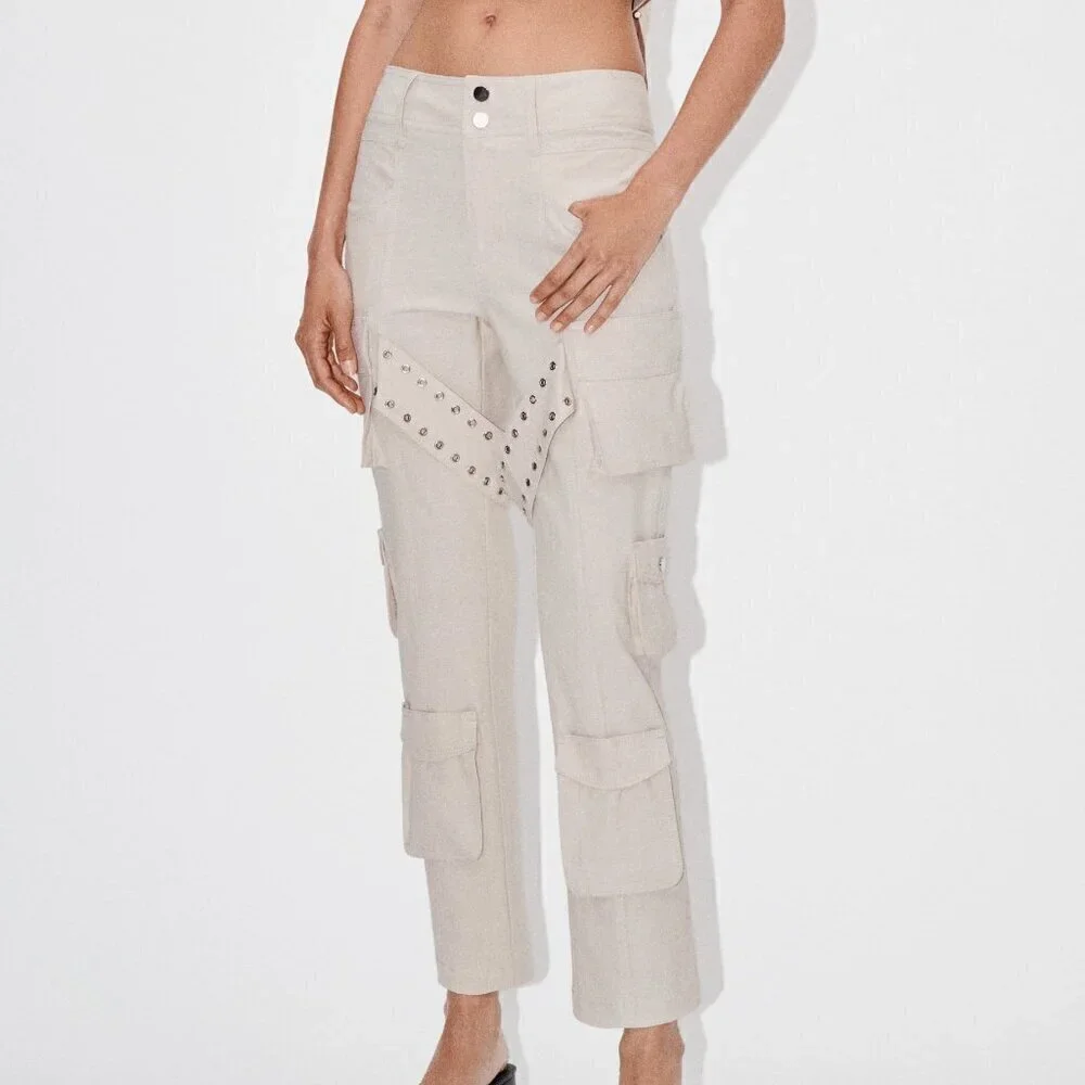 ZARA LINEN BLEND CARGO PANTS LIMITED EDITION